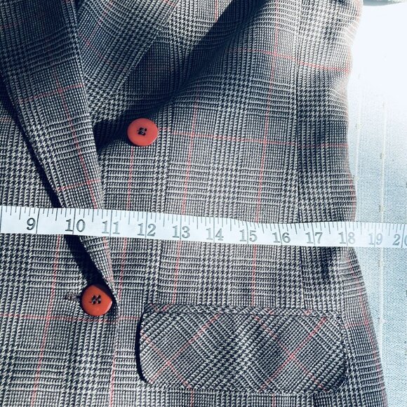 VINTAGE GIORGIO SANT'ANGELO Plaid Double Breasted Blazer Academia Wool Jacket - Picture 9 of 16